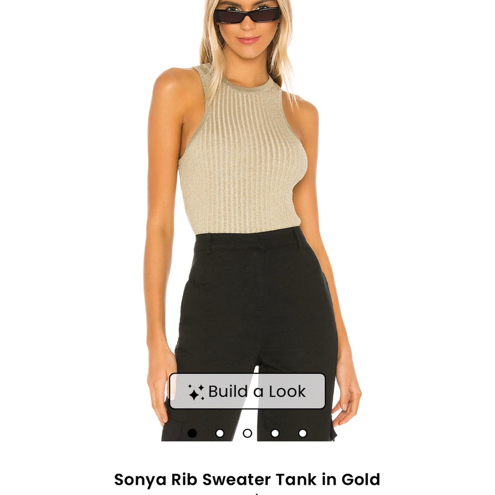 Superdown Rib Sweater Tank Metallic Gold